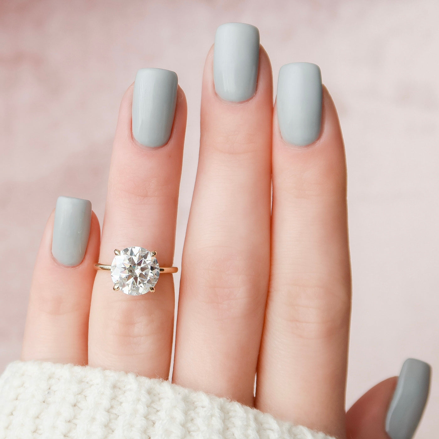 5.0CT Round Cut Hidden Halo Moissanite Diamond Engagement Ring in Yellow Gold