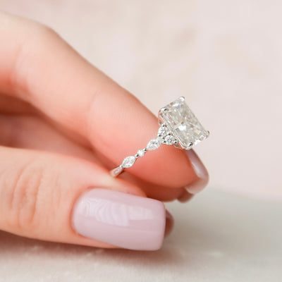 3.50CT Radiant Cut Cluster Moissanite Diamond Engagement Ring For Women