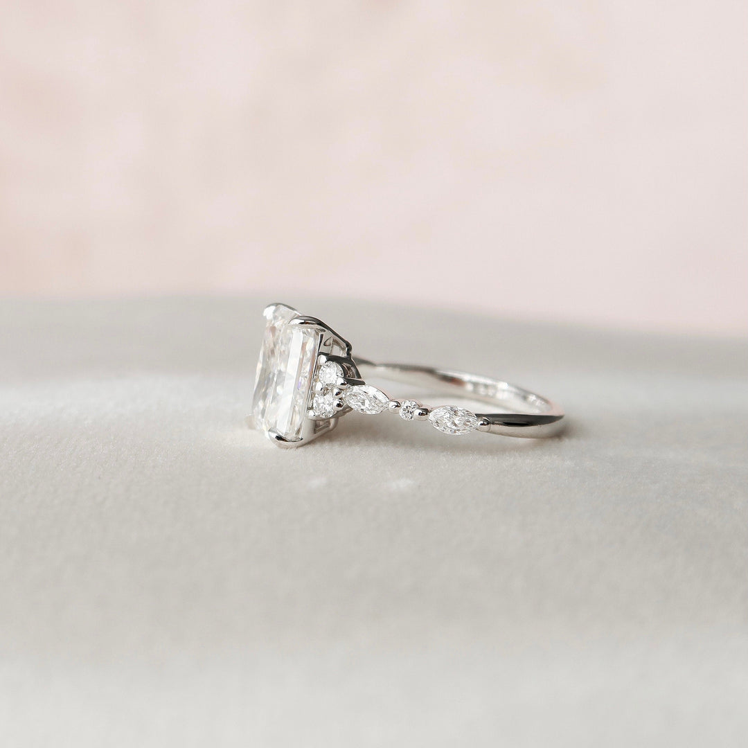 3.50CT Radiant Cut Cluster Moissanite Diamond Engagement Ring For Women