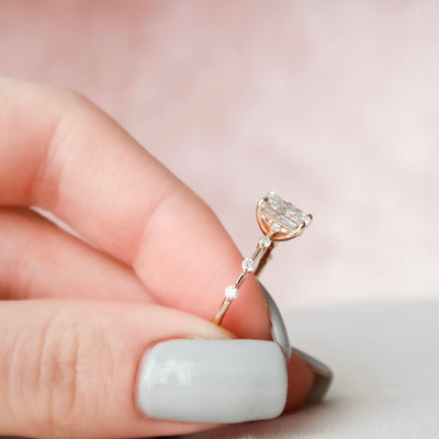 2.5CT Radiant Cut Moissanite Petite Pave Engagement Ring