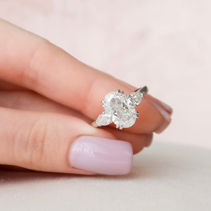 3.5 CT Oval cut Three Stone Moissanite  Diamond Engagement Ring