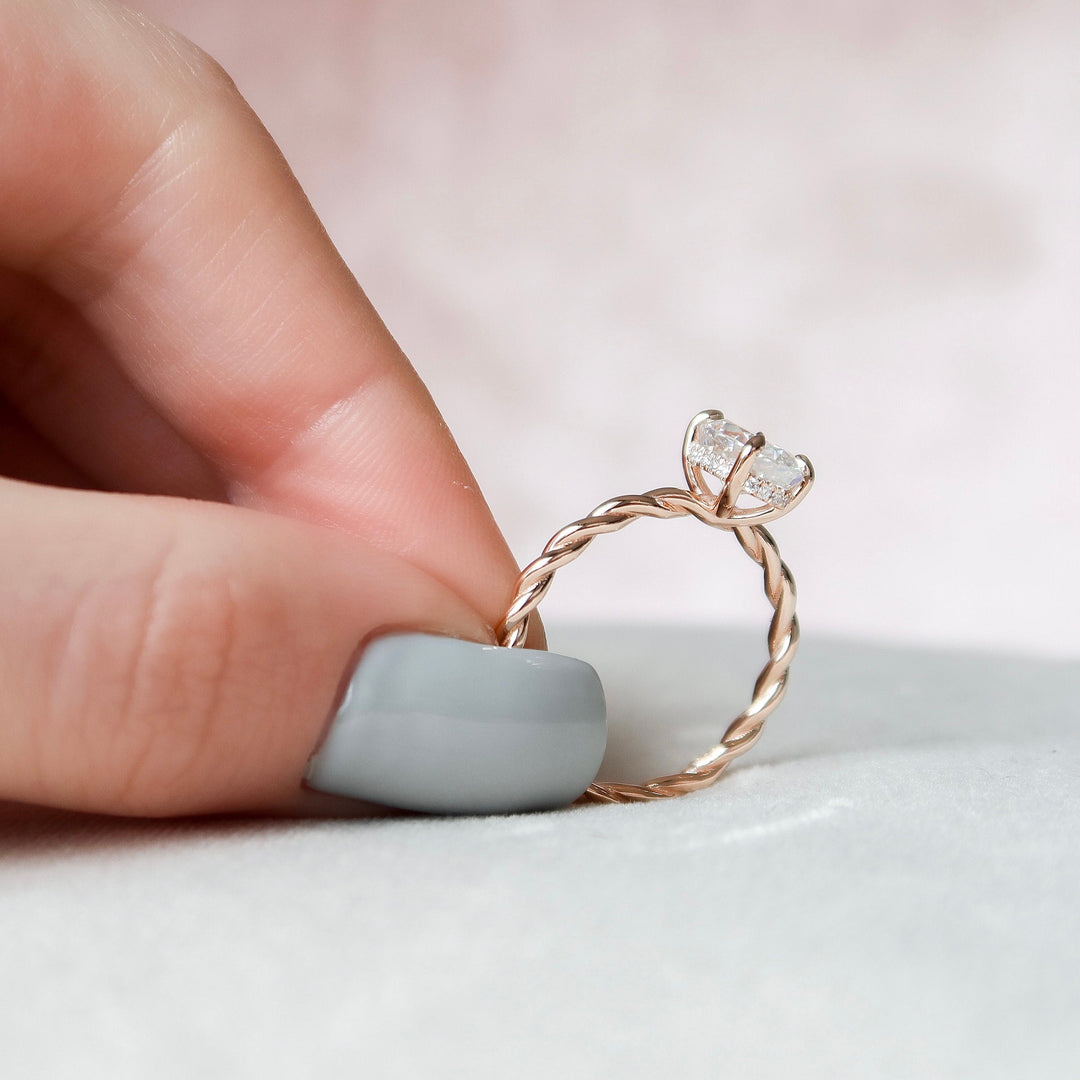 1.50 CT Oval cut Braided Moissanite Diamond Engagement Ring