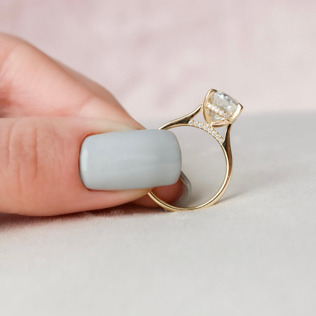 3.50CT Oval Cut Hidden Halo Moissanite Engagement Ring