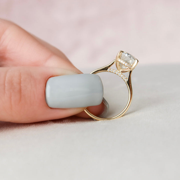 3.50CT Oval Cut Hidden Halo Moissanite Engagement Ring