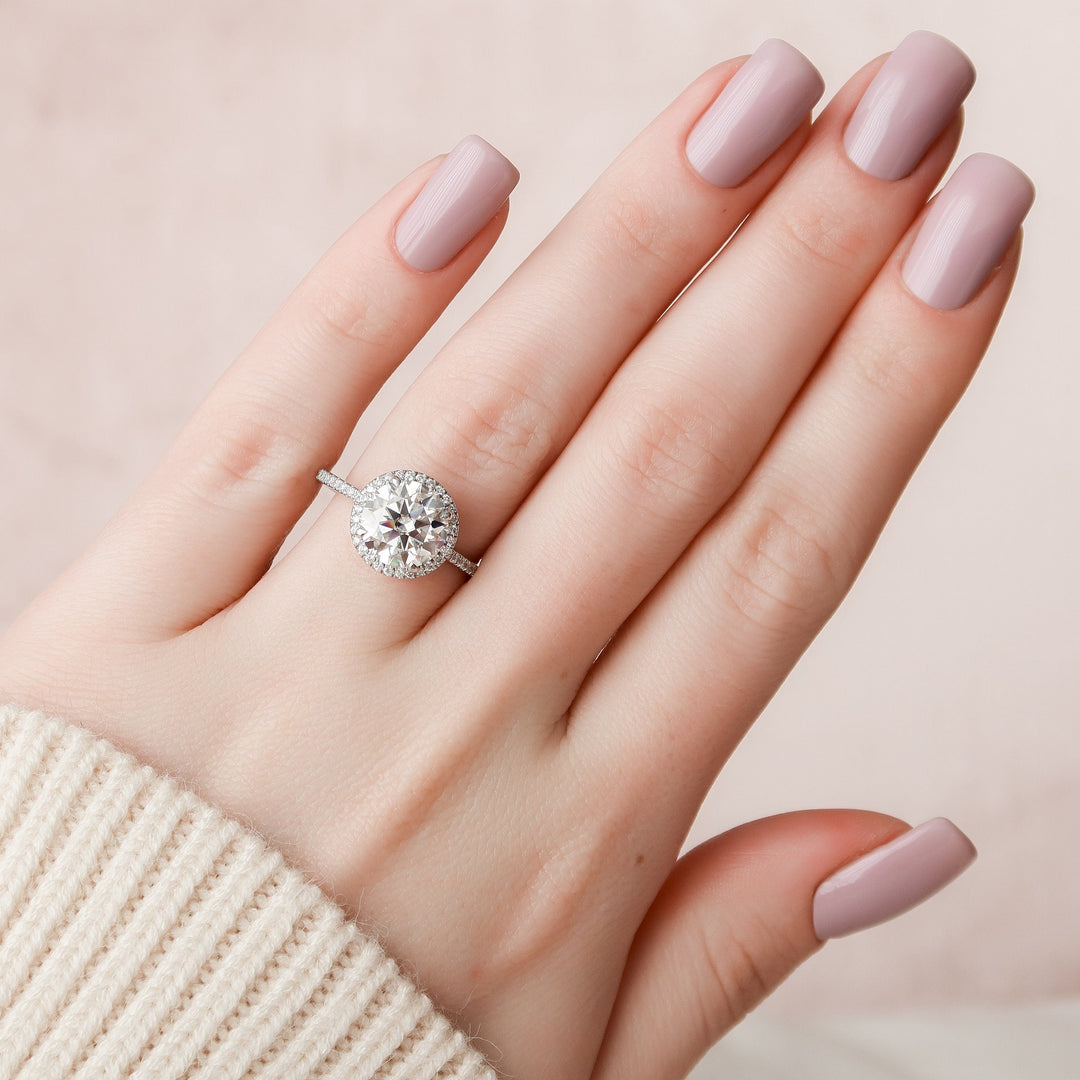 3 CT Round cut Halo Moissanite Engagement Ring