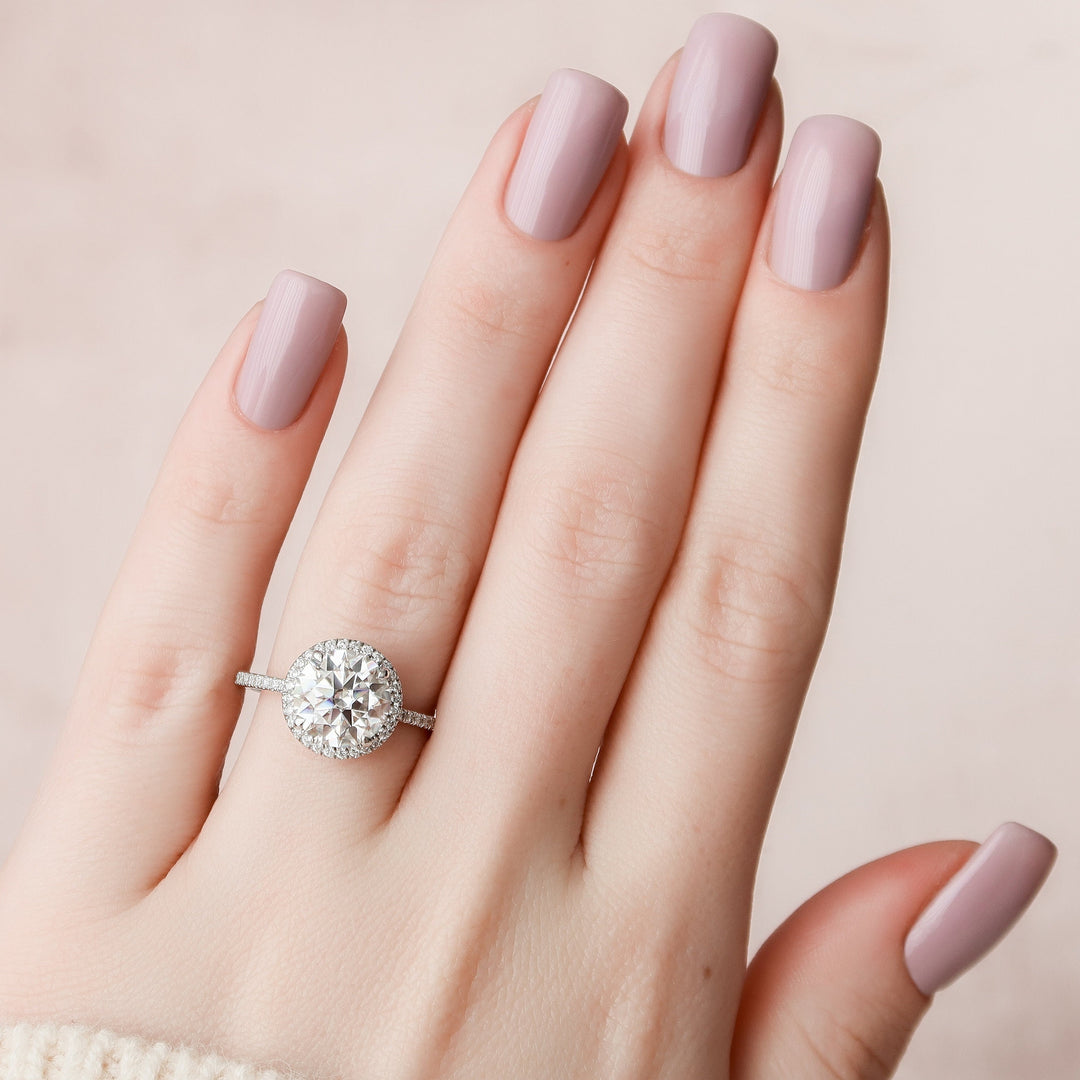 3 CT Round cut Halo Moissanite Engagement Ring