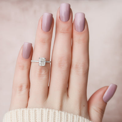 1.50 CT Cushion Cut Moissanite Hidden Halo Engagement Ring