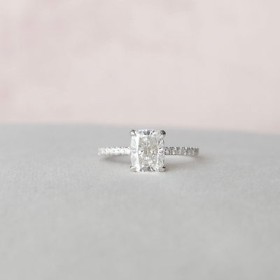 1.50 CT Cushion Cut Moissanite Hidden Halo Engagement Ring