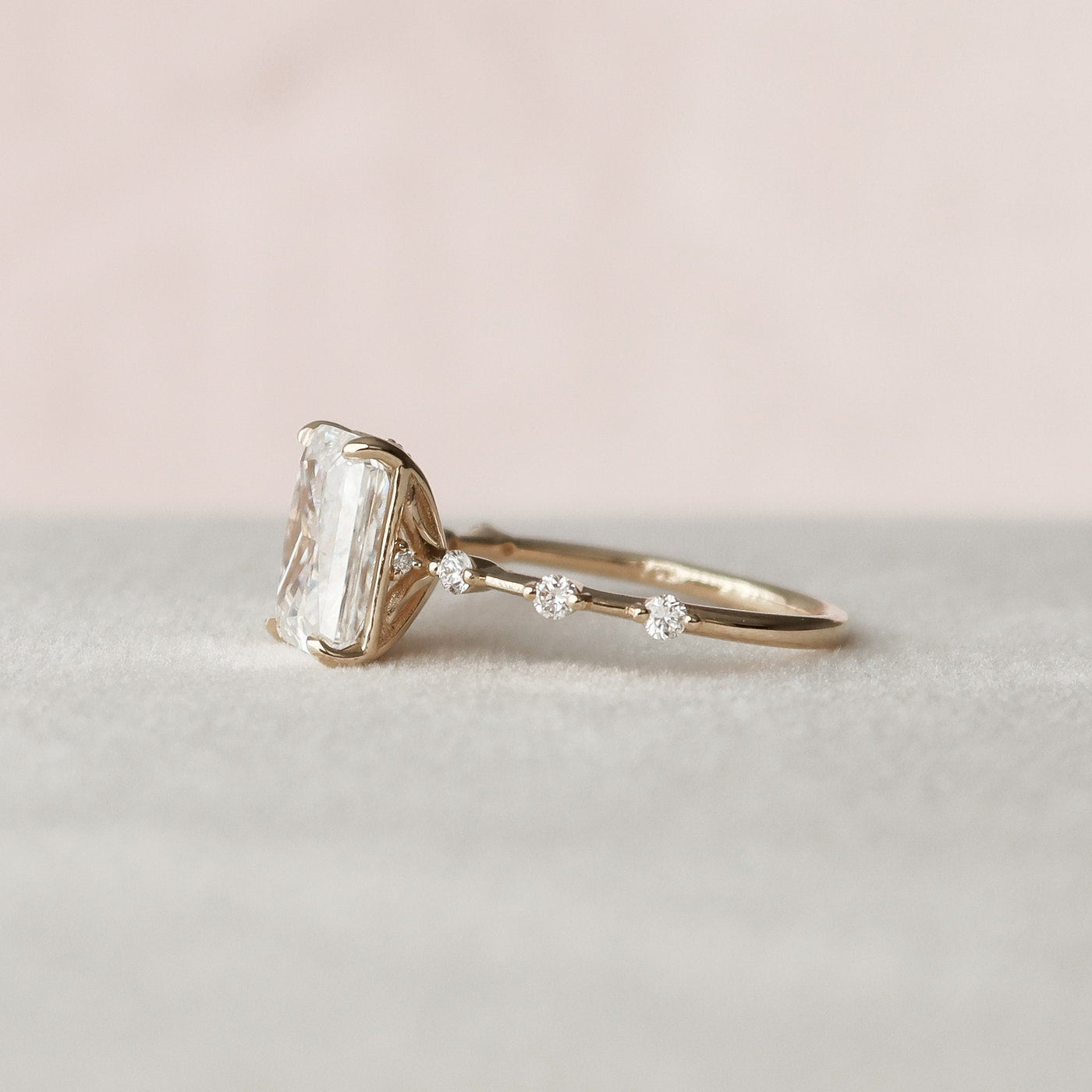 3.50CT Radiant Cut Petite Pave Moissanite Diamond Engagement Ring