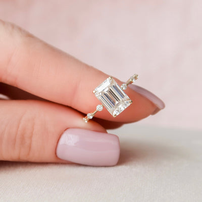 3.0CT Emerald Cut Moissanite Solitaire Engagement Ring