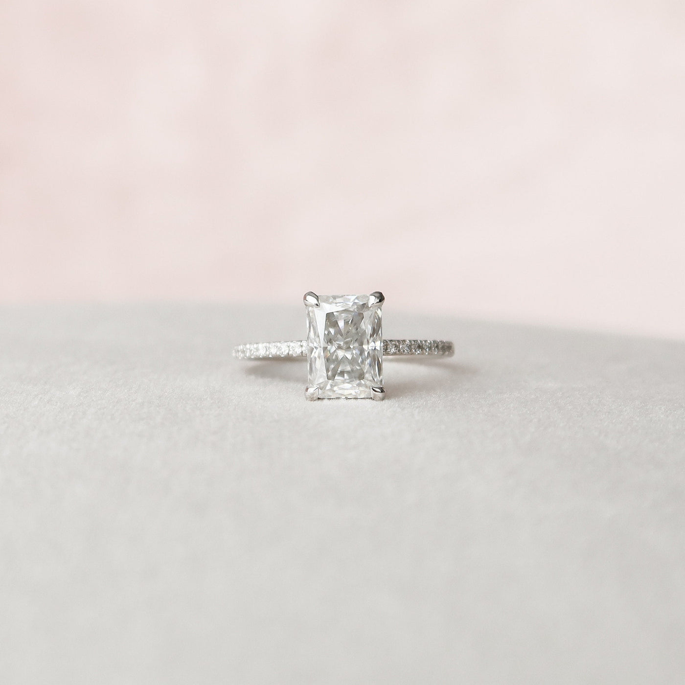 2.0CT Radiant Cut Moissanite Hidden Halo Engagement Ring