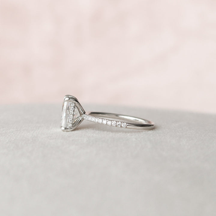 2.0CT Radiant Cut Moissanite Hidden Halo Engagement Ring