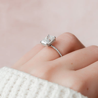 3.50CT Radiant Cut Hidden Halo Moissanite Engagement Ring