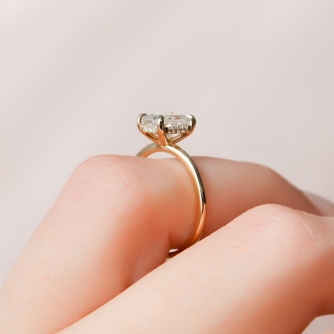 1.50CT Radiant Cut Moissanite Hidden Halo Engagement Ring