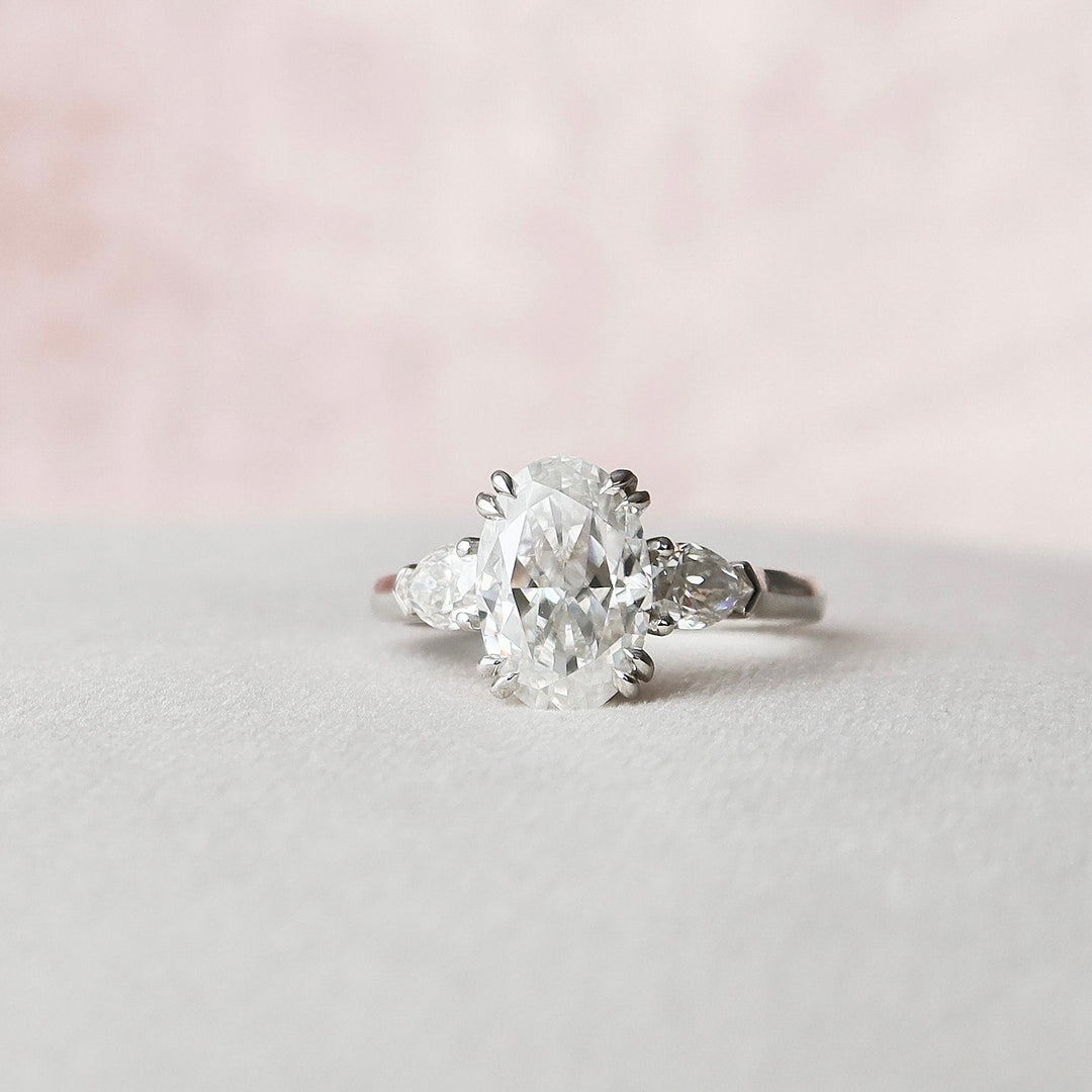 3.5 CT Oval cut Three Stone Moissanite  Diamond Engagement Ring