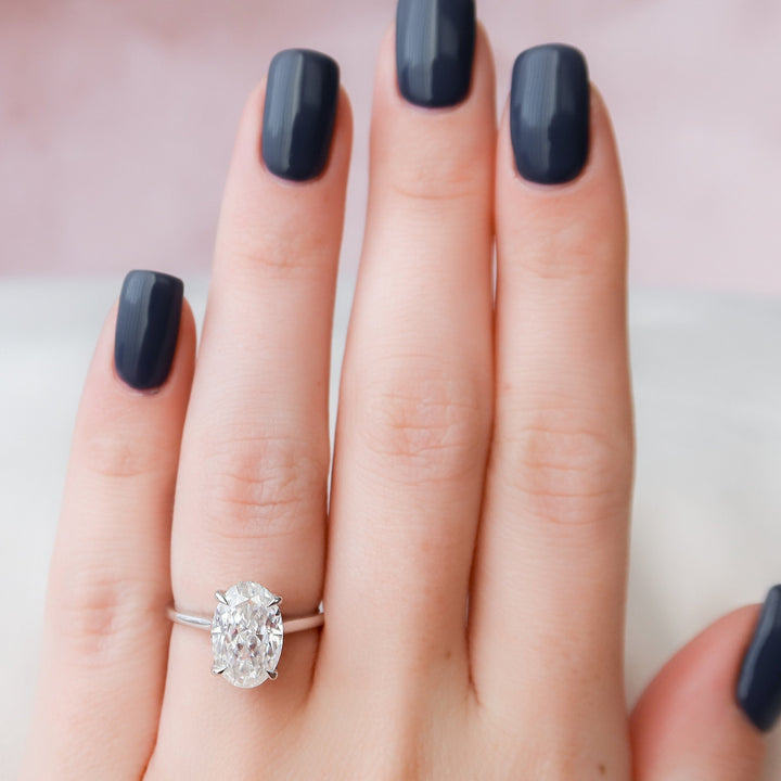 3.50CT Oval Cut Hidden Halo Moissanite Engagement Ring