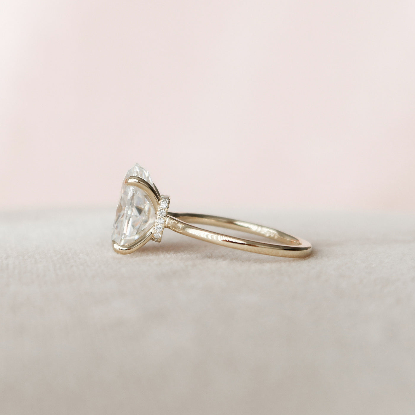 4.0CT Oval Cut Moissanite Hidden Halo Engagement Ring