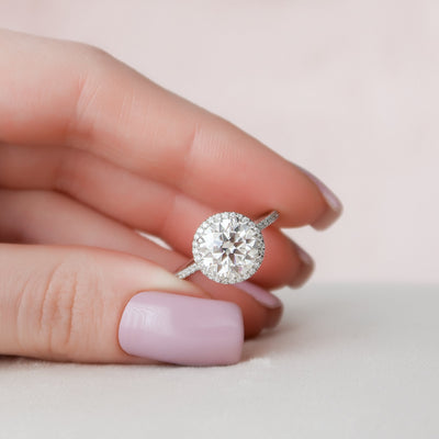 3 CT Round cut Halo Moissanite Engagement Ring