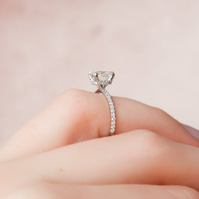 1.50 CT Cushion Cut Moissanite Hidden Halo Engagement Ring