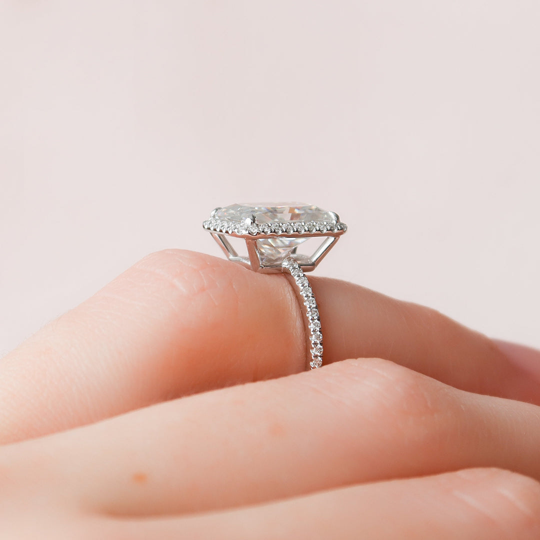 5 CT Radiant Cut Halo Moissanite Engagement Ring