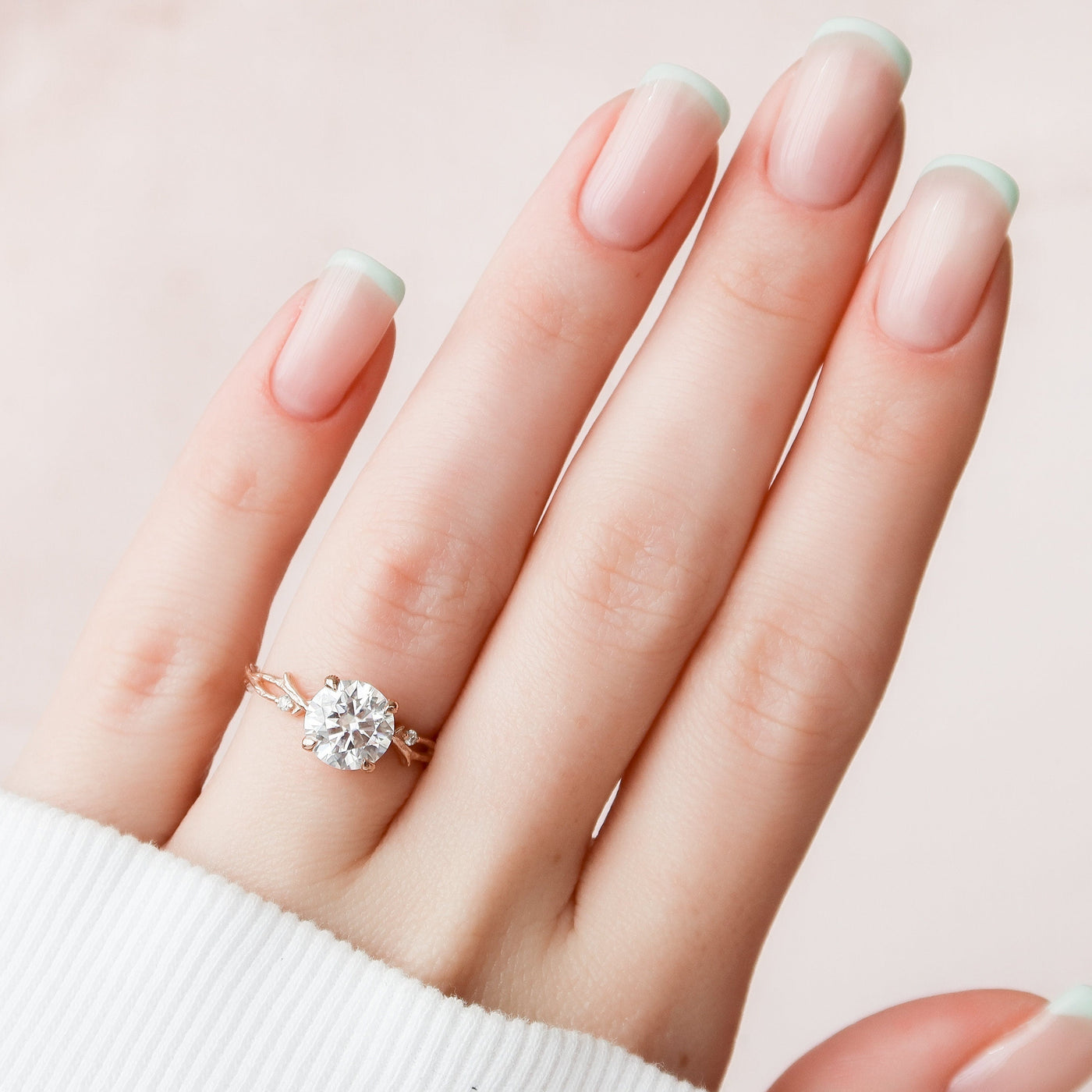 2.0CT Round Cut Twig Nature Inspired Moissanite Engagement Ring