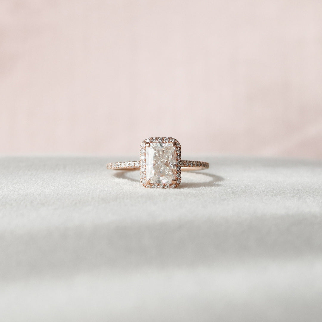 2 CT Radiant Cut Halo Moissnite Engagement Ring