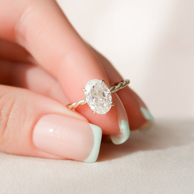 2 CT Oval cut Braided Moissanite Engagement Ring