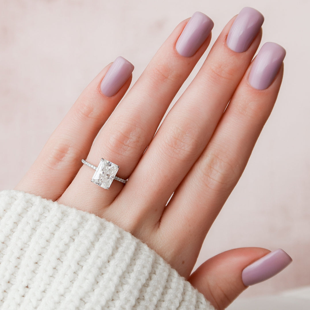 3.50CT Radiant Cut Hidden Halo Moissanite Engagement Ring
