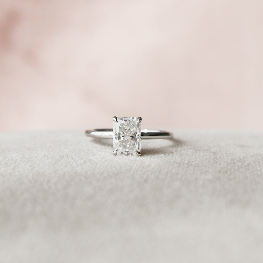 1.50CT Radiant Cut Moissanite Hidden Halo Engagement Ring