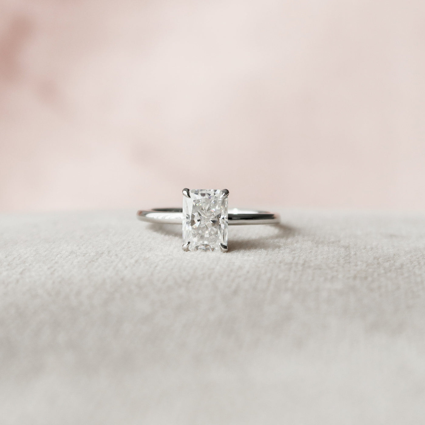 1.50CT Radiant Cut Moissanite Hidden Halo Engagement Ring