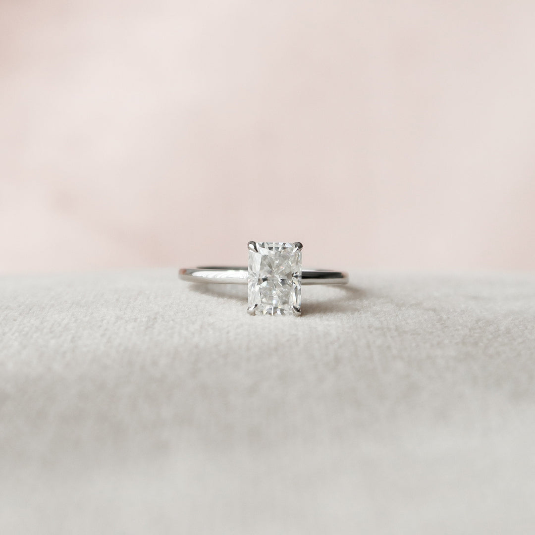 1.50CT Radiant Cut Moissanite Hidden Halo Engagement Ring