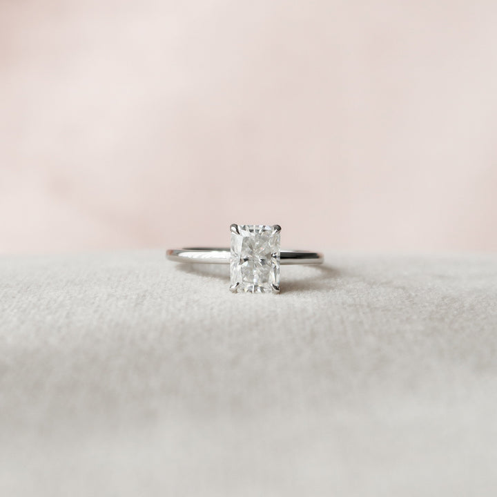1.50CT Radiant Cut Moissanite Hidden Halo Engagement Ring