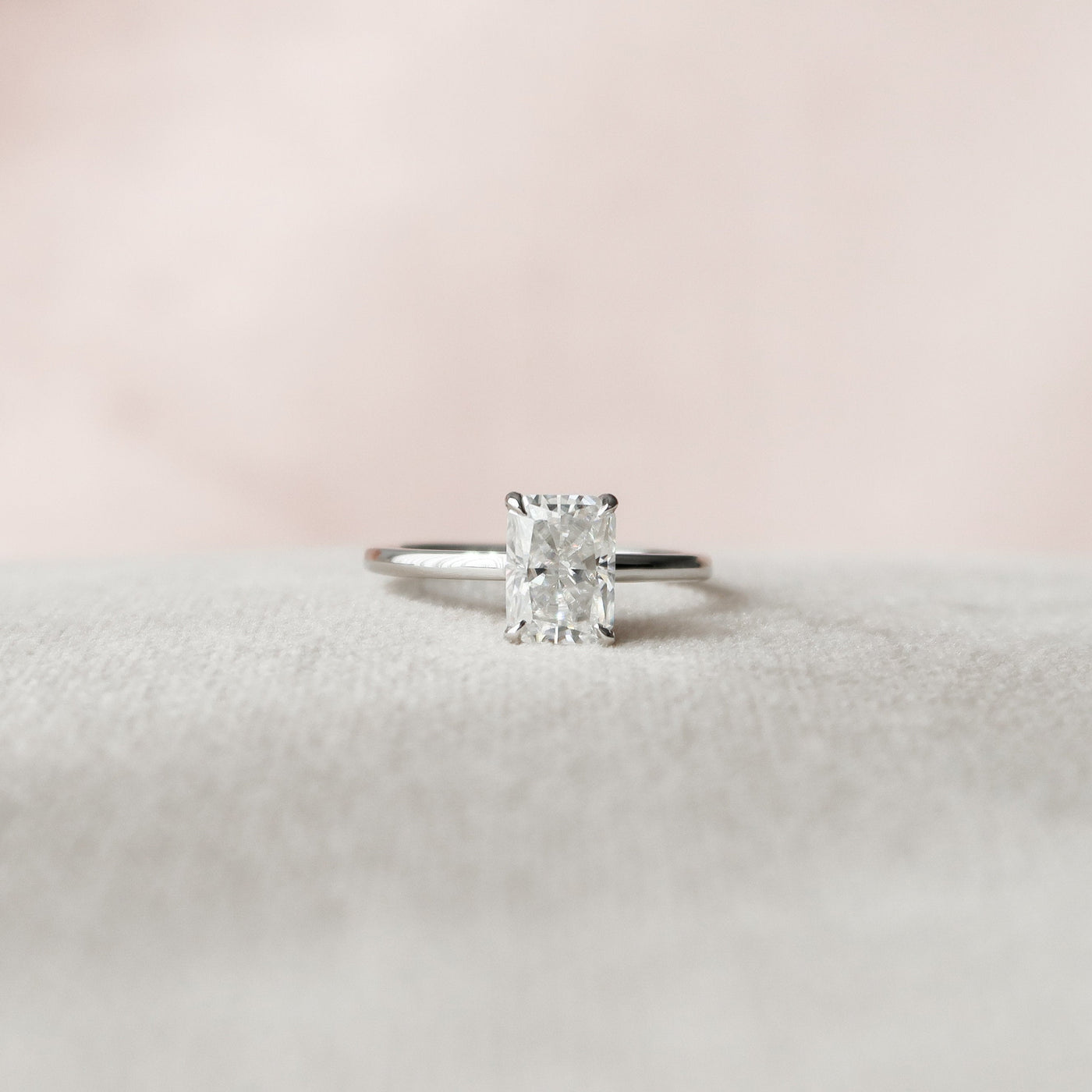 1.50CT Radiant Cut Moissanite Hidden Halo Engagement Ring