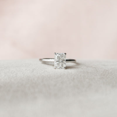 1.50CT Radiant Cut Moissanite Hidden Halo Engagement Ring