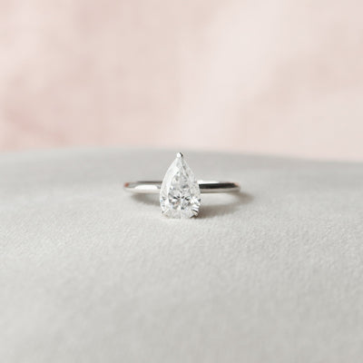 1.50CT Pear Cut Moissanite Hidden Halo Engagement Ring