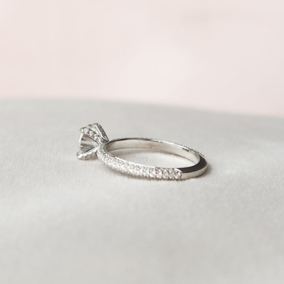 1.50CT Round Cut Moissanite Pave Engagement Ring