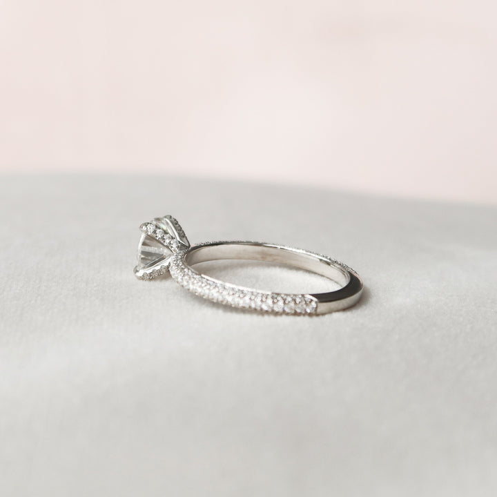 1.50CT Round Cut Moissanite Pave Engagement Ring