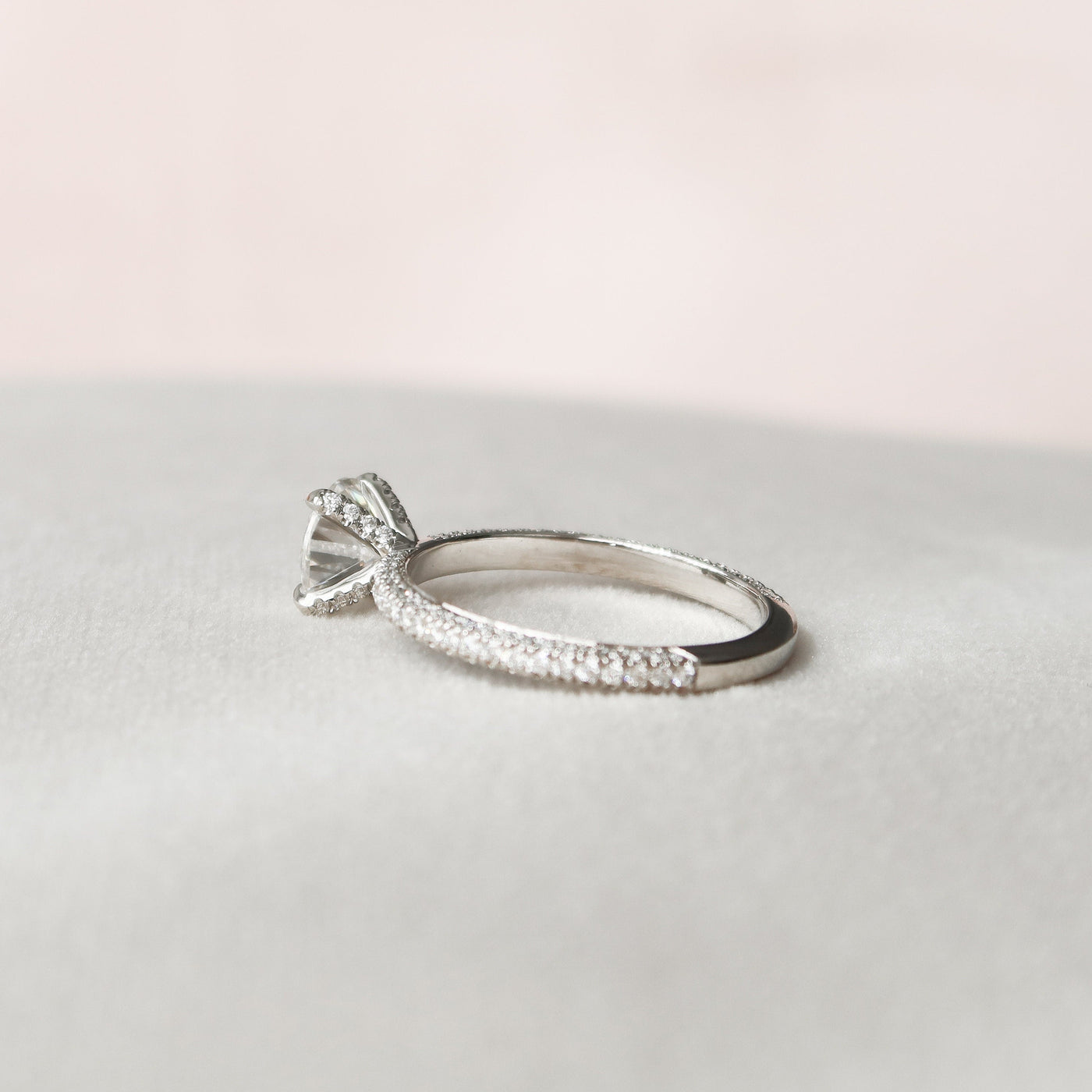 1.50CT Round Cut Moissanite Pave Engagement Ring