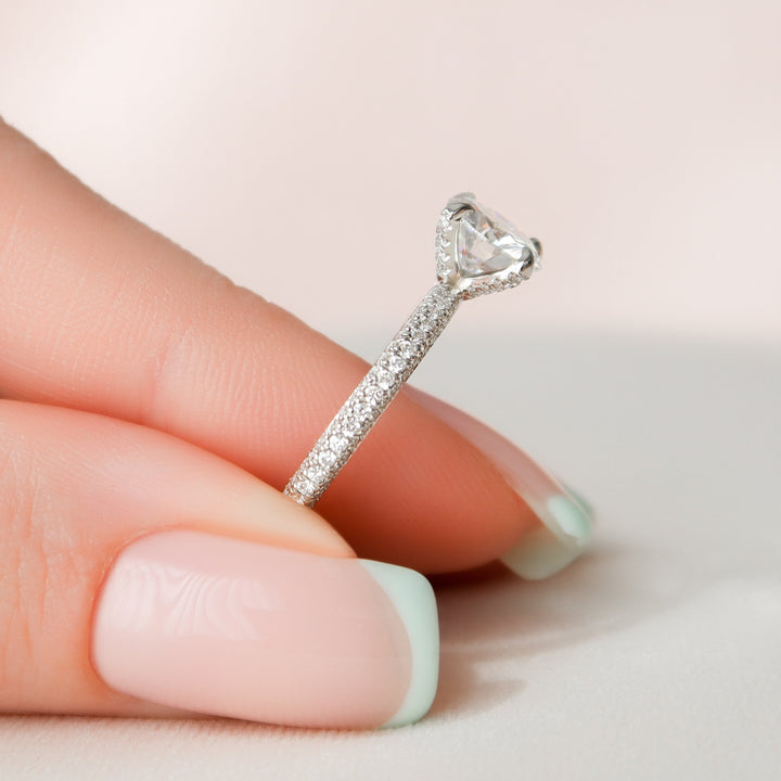 1.50CT Round Cut Moissanite Pave Engagement Ring