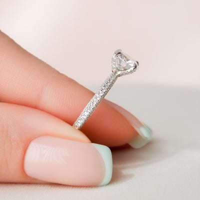 1.50CT Round Cut Moissanite Pave Engagement Ring