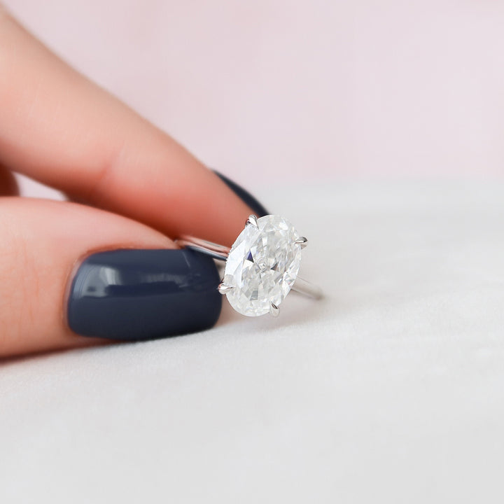 3.50CT Oval Cut Hidden Halo Moissanite Engagement Ring