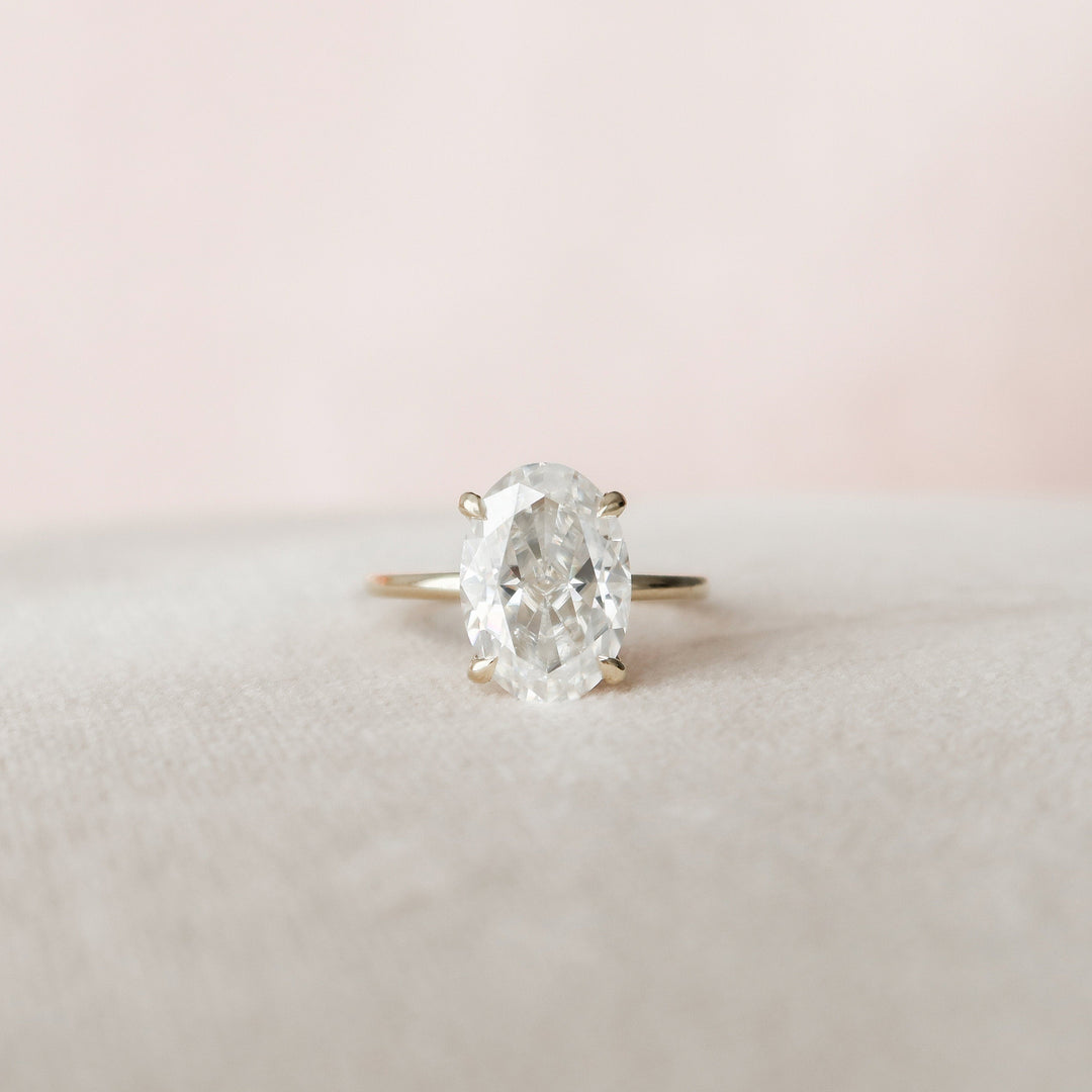 4.0CT Oval Cut Moissanite Hidden Halo Engagement Ring