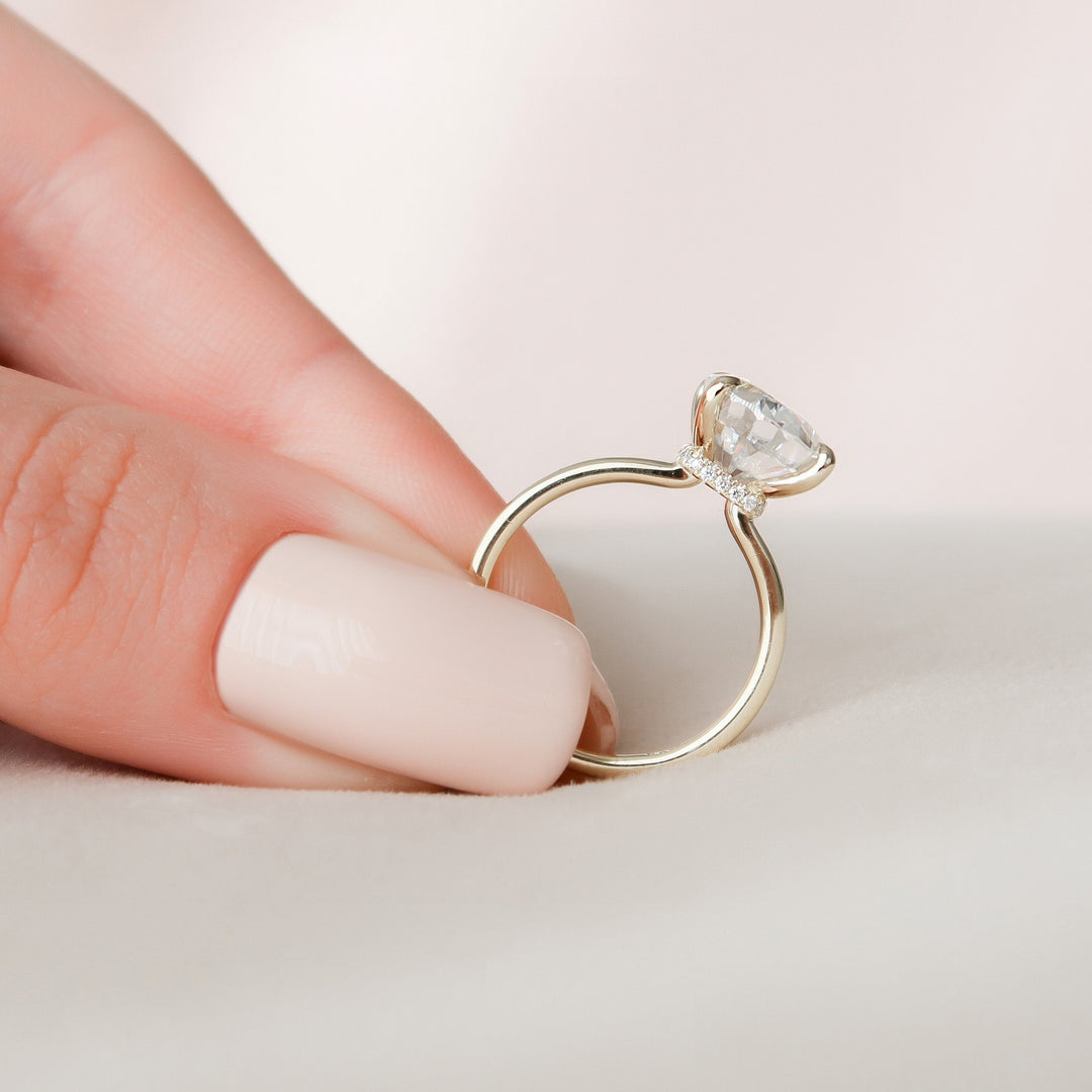 4.0CT Oval Cut Moissanite Hidden Halo Engagement Ring
