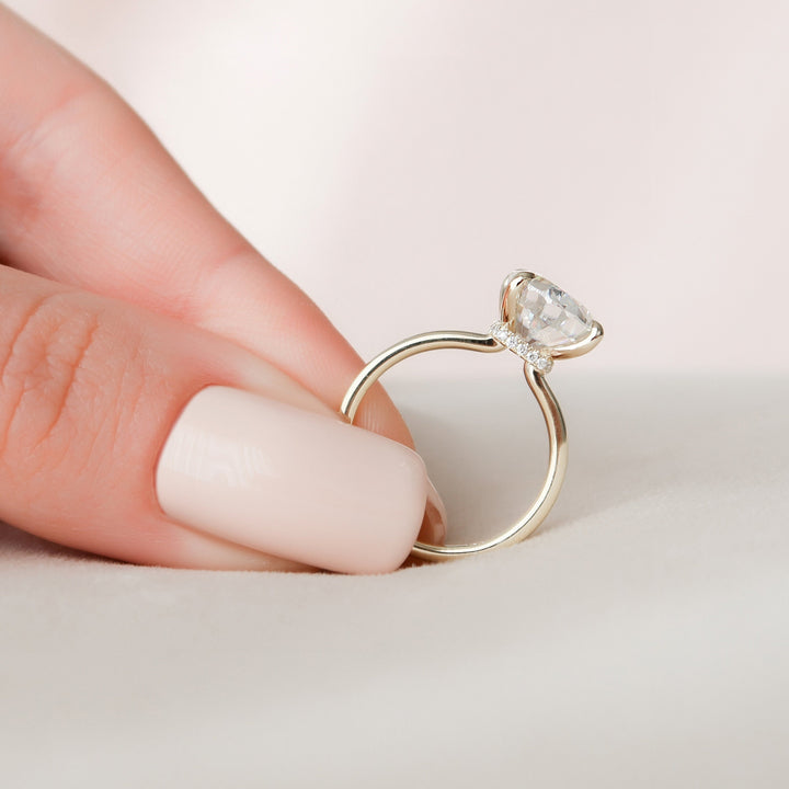 4.0CT Oval Cut Moissanite Hidden Halo Engagement Ring