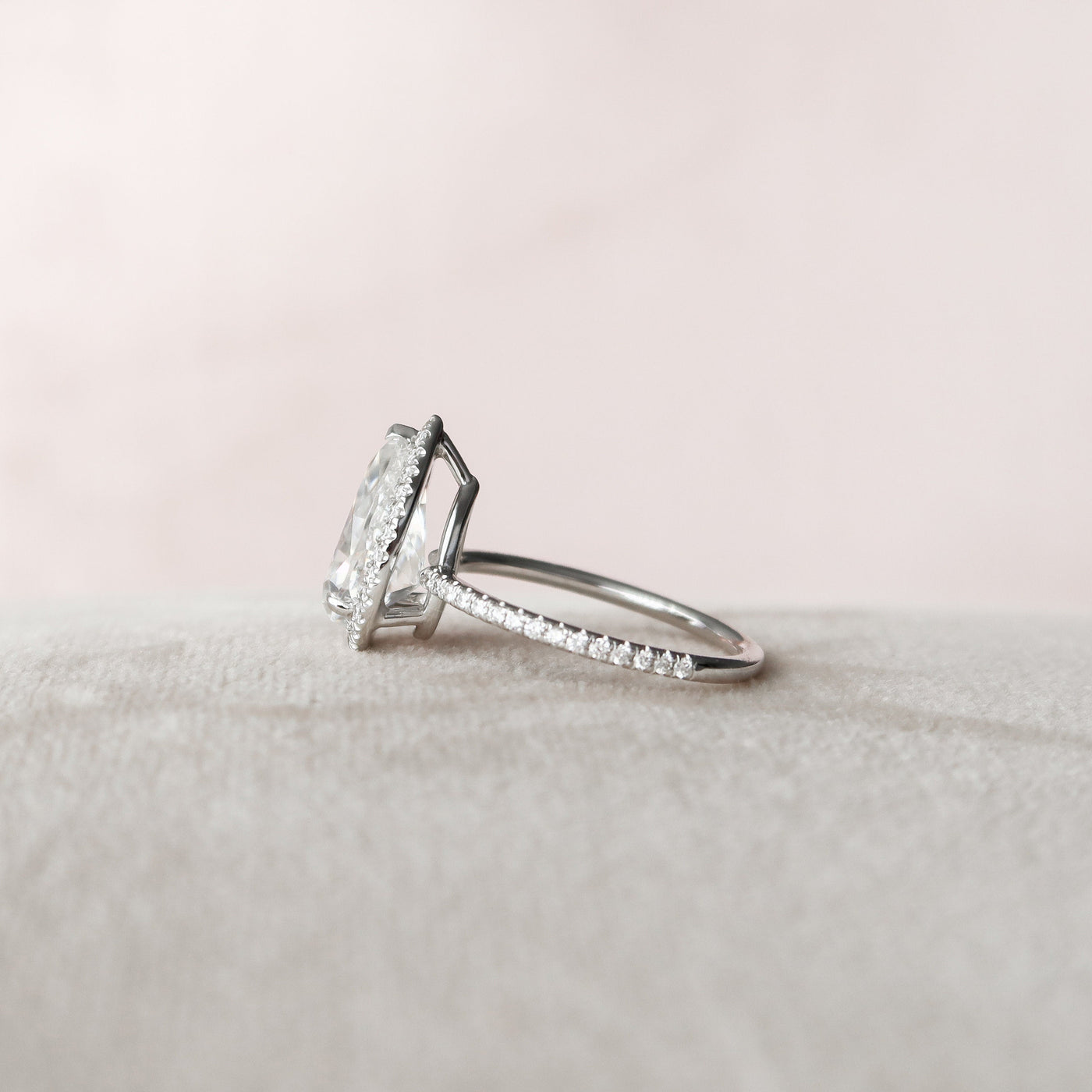 2.50CT Pear Cut Halo Moissanite Engagement Ring