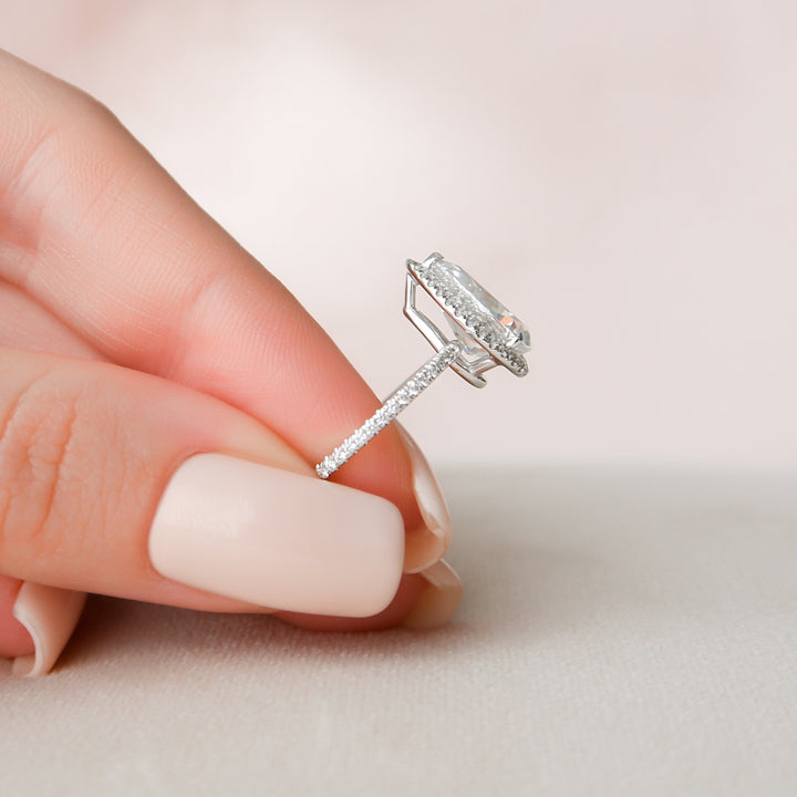 2.50CT Pear Cut Halo Moissanite Engagement Ring