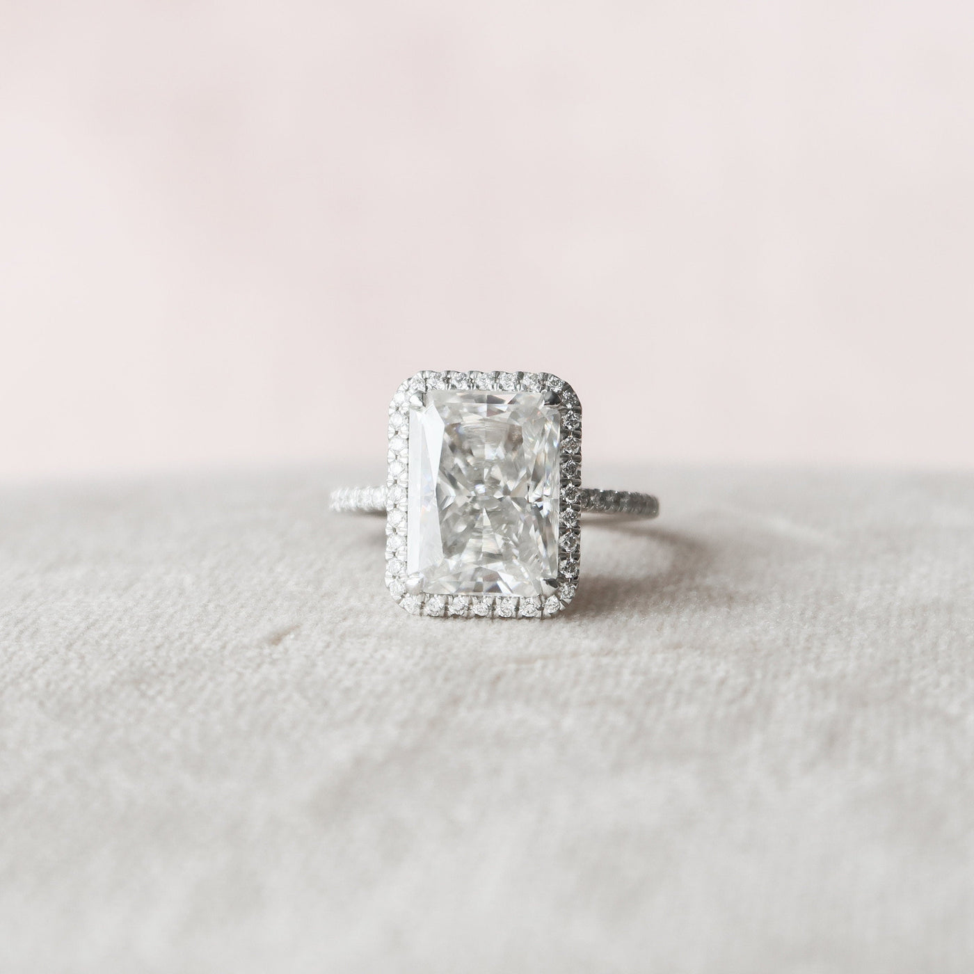 5 CT Radiant Cut Halo Moissanite Engagement Ring