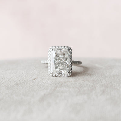 5 CT Radiant Cut Halo Moissanite Engagement Ring