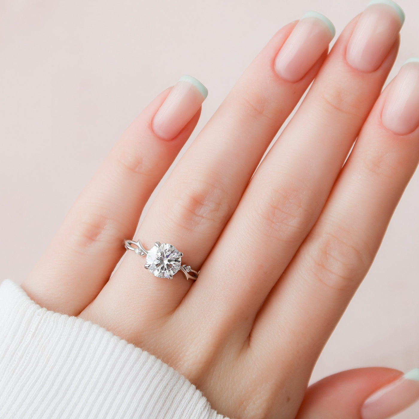 2.0CT Round Cut Twig Nature Inspired Moissanite Engagement Ring