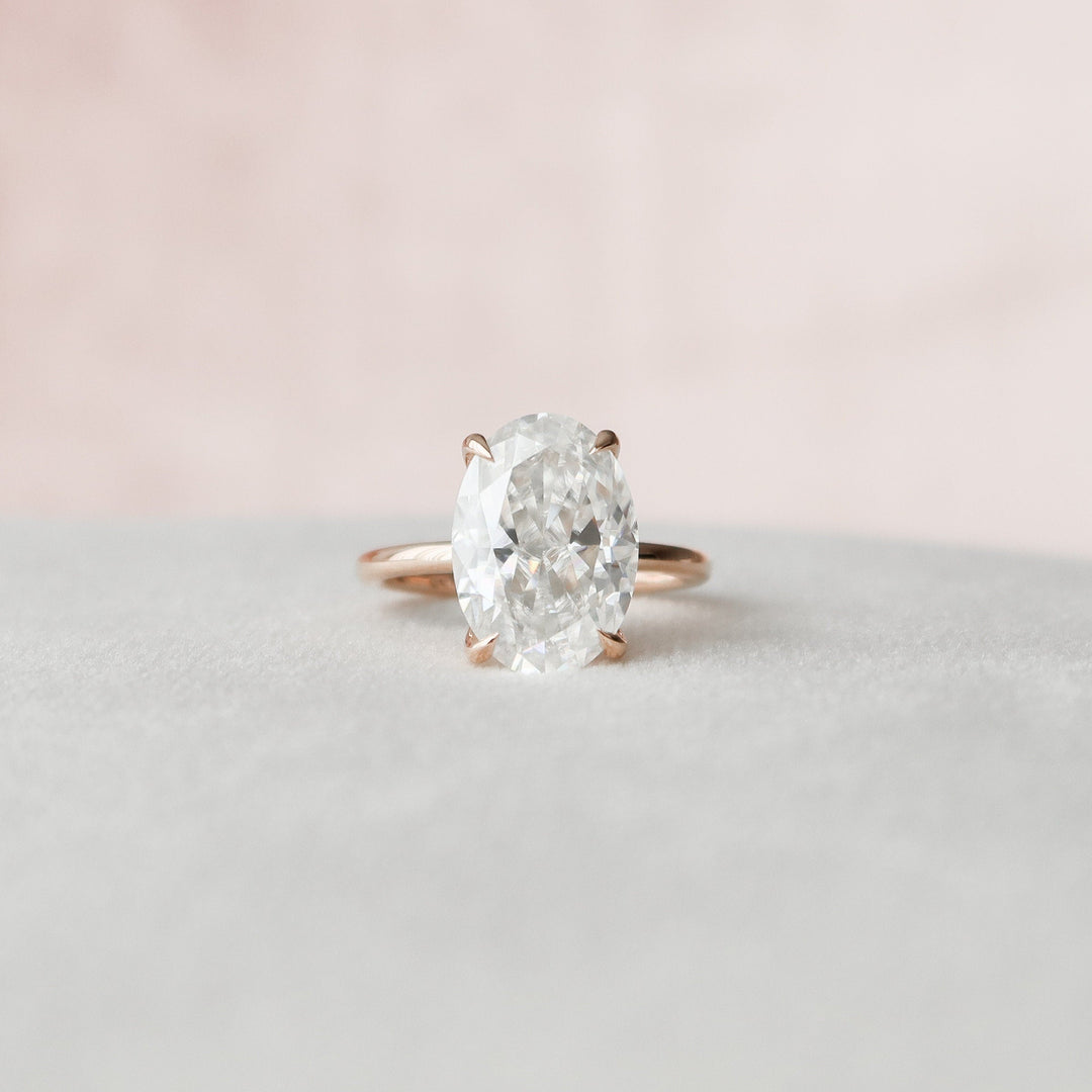 4.0CT Oval Cut Moissanite Hidden Halo Engagement Ring